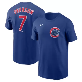 Men's Chicago Cubs Dansby Swanson Nike Royal Fuse Name & Number T-Shirt Men's Chicago Cubs Dansby Swanson Nike Royal Fuse Name & Number T-Shirt
