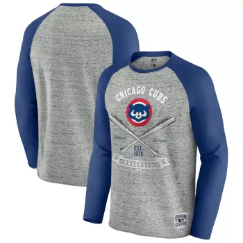 Men's Chicago Cubs Darius Rucker Collection by Fanatics Heather Gray Raw Edge Raglan Long Sleeve Baseball T-Shirt Men's Chicago Cubs Darius Rucker Collection by Fanatics Heather Gray Raw Edge Raglan Long Sleeve Baseball T-Shirt