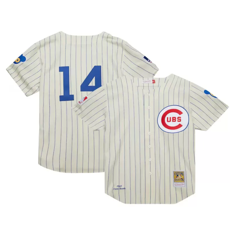 Men's Chicago Cubs Ernie Banks Mitchell & Ness Cream Cooperstown Collection 1969 Authentic Jersey Men's Chicago Cubs Ernie Banks Mitchell & Ness Cream Cooperstown Collection 1969 Authentic Jersey