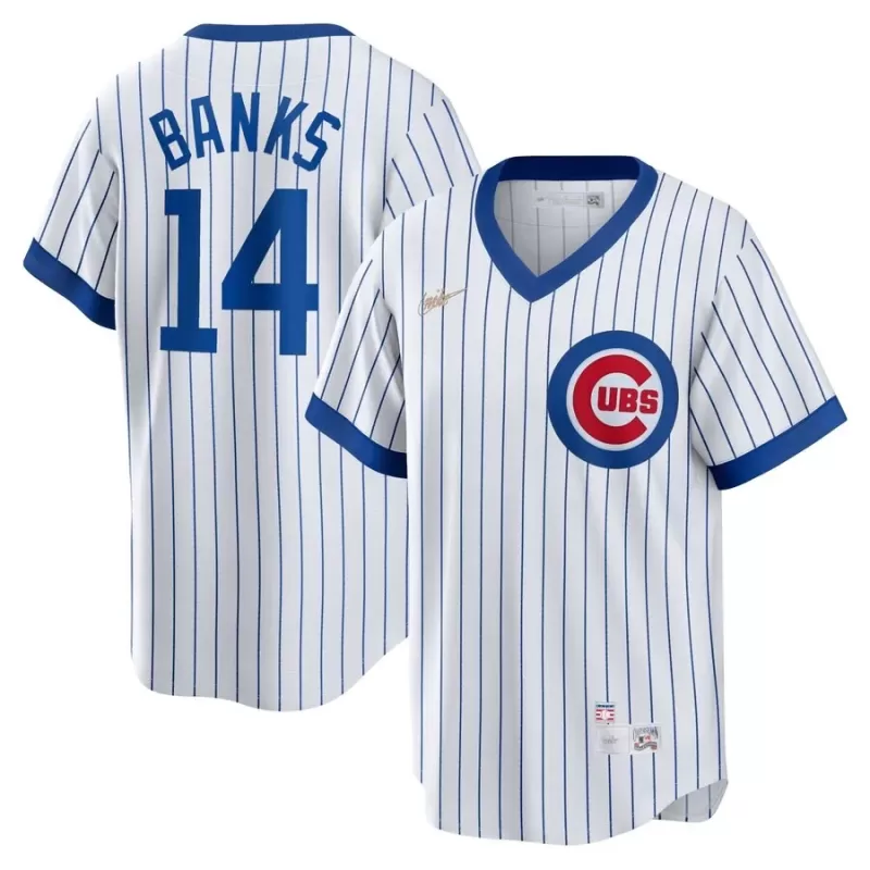 Men's Chicago Cubs Ernie Banks Nike White Home Cooperstown Collection Player Jersey Men's Chicago Cubs Ernie Banks Nike White Home Cooperstown Collection Player Jersey