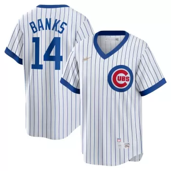 Men's Chicago Cubs Ernie Banks Nike White Home Cooperstown Collection Player Jersey Men's Chicago Cubs Ernie Banks Nike White Home Cooperstown Collection Player Jersey