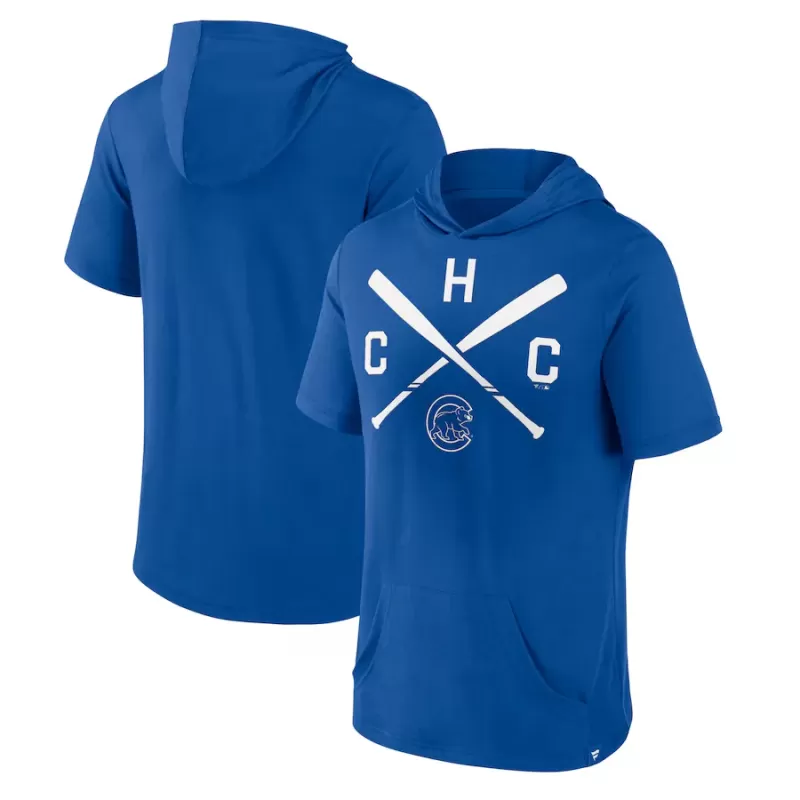 Men's Chicago Cubs Fanatics Royal Iconic Rebel Short Sleeve Hooded Top