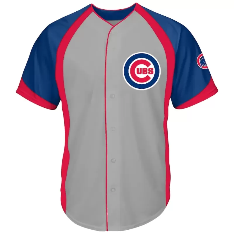 Men's Chicago Cubs Gray/Royal Big & Tall Colorblock Full-Button Jersey Men's Chicago Cubs Gray/Royal Big & Tall Colorblock Full-Button Jersey