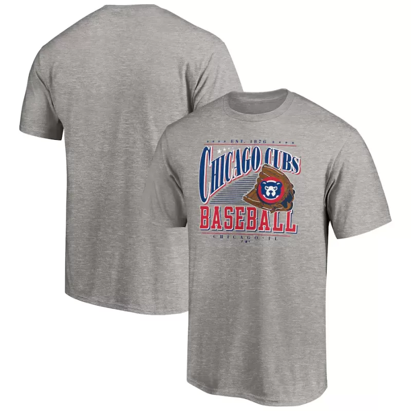 Men's Chicago Cubs Heather Gray Cooperstown Collection Winning Time T-Shirt Men's Chicago Cubs Heather Gray Cooperstown Collection Winning Time T-Shirt