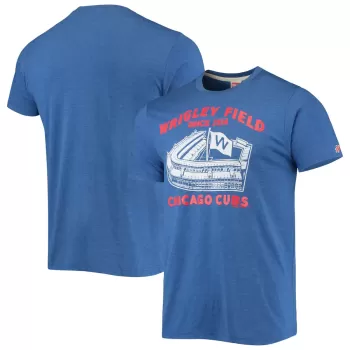 Men's Chicago Cubs Homage Heathered Royal Wrigley Field Tri-Blend T-Shirt Men's Chicago Cubs Homage Heathered Royal Wrigley Field Tri-Blend T-Shirt