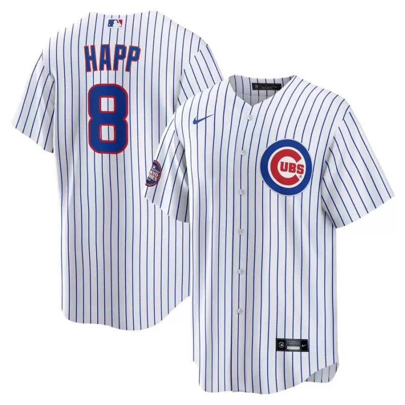 Men's Chicago Cubs Ian Happ Nike White 2025 MLB World Tour: Tokyo Series Home Replica Player Jersey