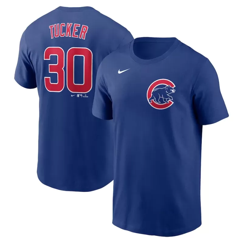 Men's Chicago Cubs Kyle Tucker Nike Blue Fuse Name & Number T-Shirt Men's Chicago Cubs Kyle Tucker Nike Blue Fuse Name & Number T-Shirt