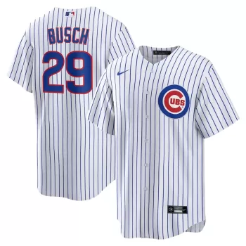 Men's Chicago Cubs Michael Busch Nike White Home Replica Jersey Men's Chicago Cubs Michael Busch Nike White Home Replica Jersey
