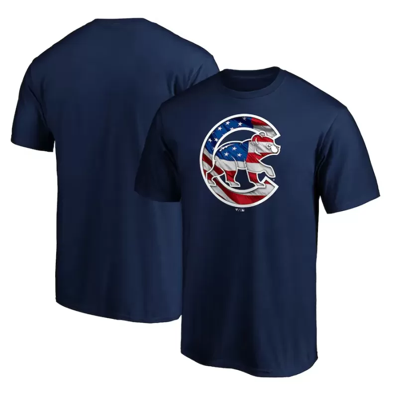 Men's Chicago Cubs Navy Team Banner Wave T-Shirt Men's Chicago Cubs Navy Team Banner Wave T-Shirt