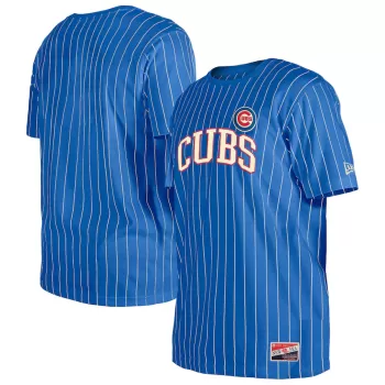 Men's Chicago Cubs New Era Royal Throwback Pinstripe T-Shirt Men's Chicago Cubs New Era Royal Throwback Pinstripe T-Shirt
