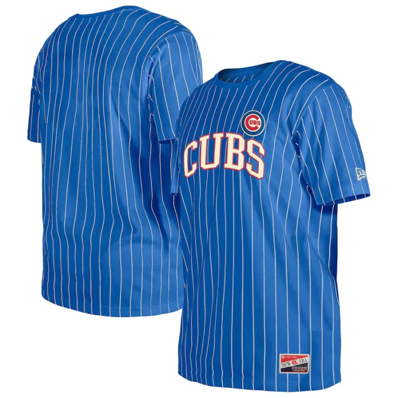 Men's Chicago Cubs New Era Royal Throwback Pinstripe T-Shirt Men's Chicago Cubs New Era Royal Throwback Pinstripe T-Shirt