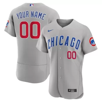Men's Chicago Cubs Nike Gray Road Authentic Custom Jersey Men's Chicago Cubs Nike Gray Road Authentic Custom Jersey