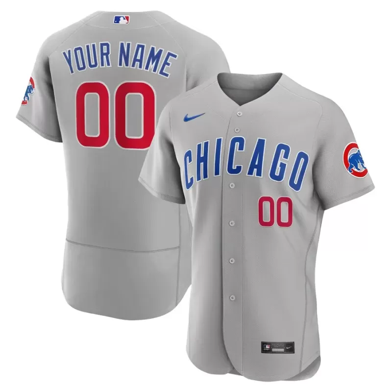 Men's Chicago Cubs Nike Gray Road Authentic Custom Jersey Men's Chicago Cubs Nike Gray Road Authentic Custom Jersey