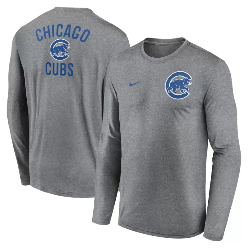 Men's Chicago Cubs Nike Heather Charcoal 2-Hit Legend Performance Long Sleeve T-Shirt Men's Chicago Cubs Nike Heather Charcoal 2-Hit Legend Performance Long Sleeve T-Shirt