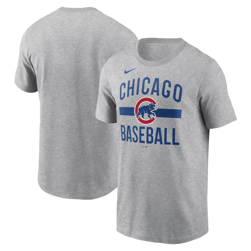 Men's Chicago Cubs Nike Heather Gray Arched T-Shirt Men's Chicago Cubs Nike Heather Gray Arched T-Shirt