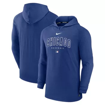 Men's Chicago Cubs Nike Heather Royal Authentic Collection Early Work Tri-Blend Performance Pullover Hoodie