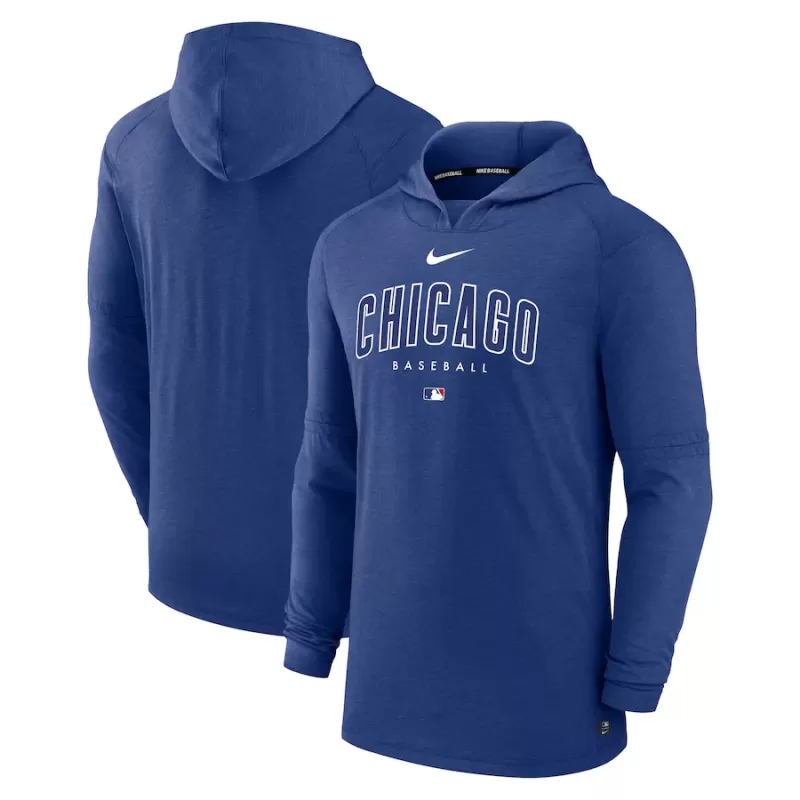 Men's Chicago Cubs Nike Heather Royal Authentic Collection Early Work Tri-Blend Performance Pullover Hoodie Men's Chicago Cubs Nike Heather Royal Authentic Collection Early Work Tri-Blend Performance Pullover Hoodie