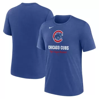 Men's Chicago Cubs Nike Heather Royal Logo Tri-Blend T-Shirt