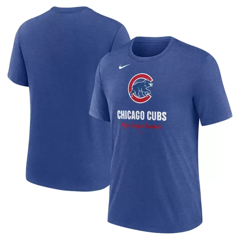 Men's Chicago Cubs Nike Heather Royal Logo Tri-Blend T-Shirt Men's Chicago Cubs Nike Heather Royal Logo Tri-Blend T-Shirt