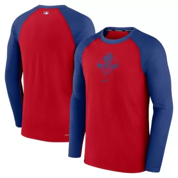Men's Chicago Cubs Nike Red/Royal Game Authentic Collection Performance Raglan Long Sleeve T-Shirt Men's Chicago Cubs Nike Red/Royal Game Authentic Collection Performance Raglan Long Sleeve T-Shirt