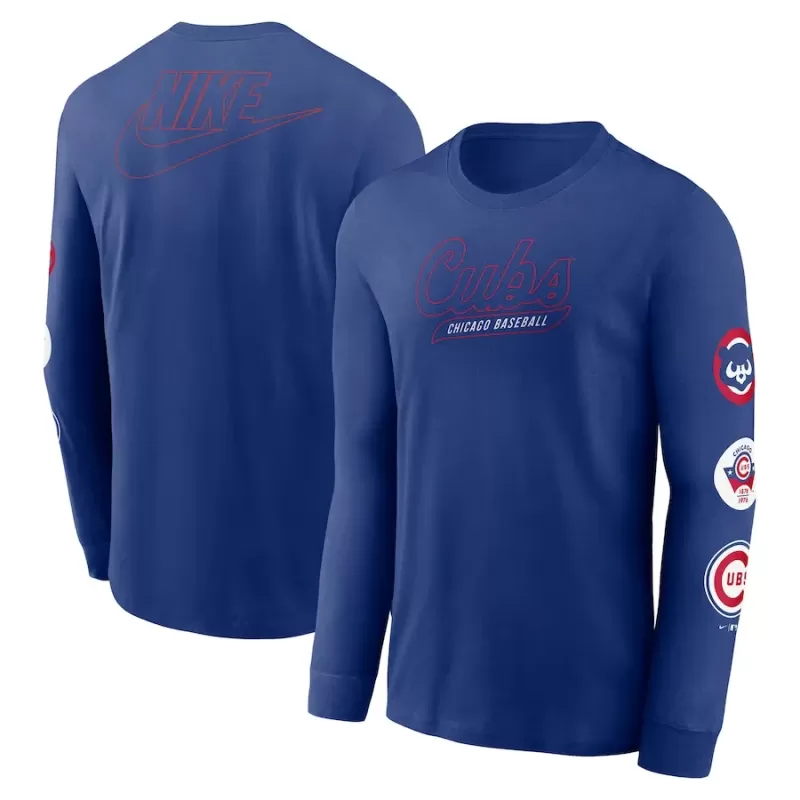 Men's Chicago Cubs Nike Royal Cooperstown Collection Knockout Long Sleeve T-Shirt Men's Chicago Cubs Nike Royal Cooperstown Collection Knockout Long Sleeve T-Shirt