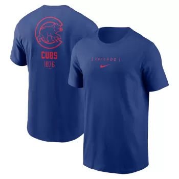 Men's Chicago Cubs Nike Royal Large Logo Back Stack T-Shirt Men's Chicago Cubs Nike Royal Large Logo Back Stack T-Shirt