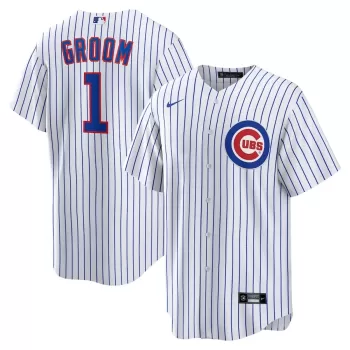 Men's Chicago Cubs Nike White #1 Groom Home Replica Jersey Men's Chicago Cubs Nike White #1 Groom Home Replica Jersey