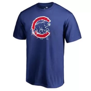 Men's Chicago Cubs Royal Splatter Logo T-Shirt Men's Chicago Cubs Royal Splatter Logo T-Shirt