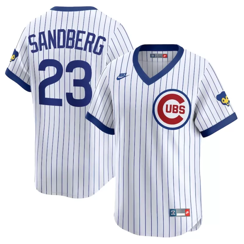 Men's Chicago Cubs Ryne Sandberg Nike White Throwback Cooperstown Collection Limited Jersey