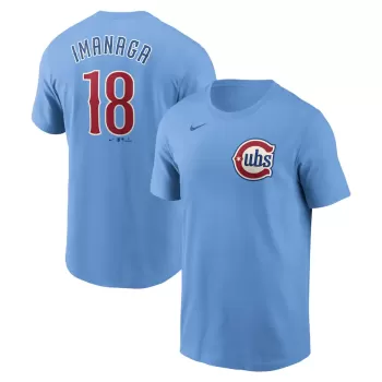 Men's Chicago Cubs Shōta Imanaga Nike Baby Blue Fuse Name & Number T-Shirt