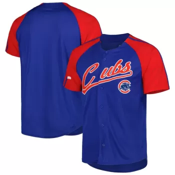 Men's Chicago Cubs Stitches Royal Button-Down Raglan Fashion Jersey Men's Chicago Cubs Stitches Royal Button-Down Raglan Fashion Jersey