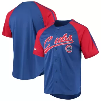 Men's Chicago Cubs Stitches Royal Button-Down Raglan Replica Jersey Men's Chicago Cubs Stitches Royal Button-Down Raglan Replica Jersey