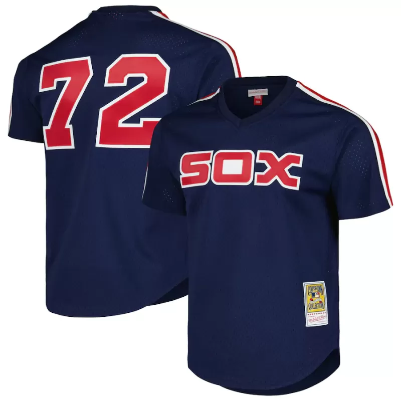 Men's Chicago White Sox Carlton Fisk Mitchell & Ness Navy Cooperstown Collection Mesh Batting Practice Jersey Men's Chicago White Sox Carlton Fisk Mitchell & Ness Navy Cooperstown Collection Mesh Batting Practice Jersey