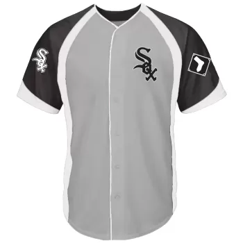 Men's Chicago White Sox Gray/Black Big & Tall Colorblock Full-Button Jersey Men's Chicago White Sox Gray/Black Big & Tall Colorblock Full-Button Jersey