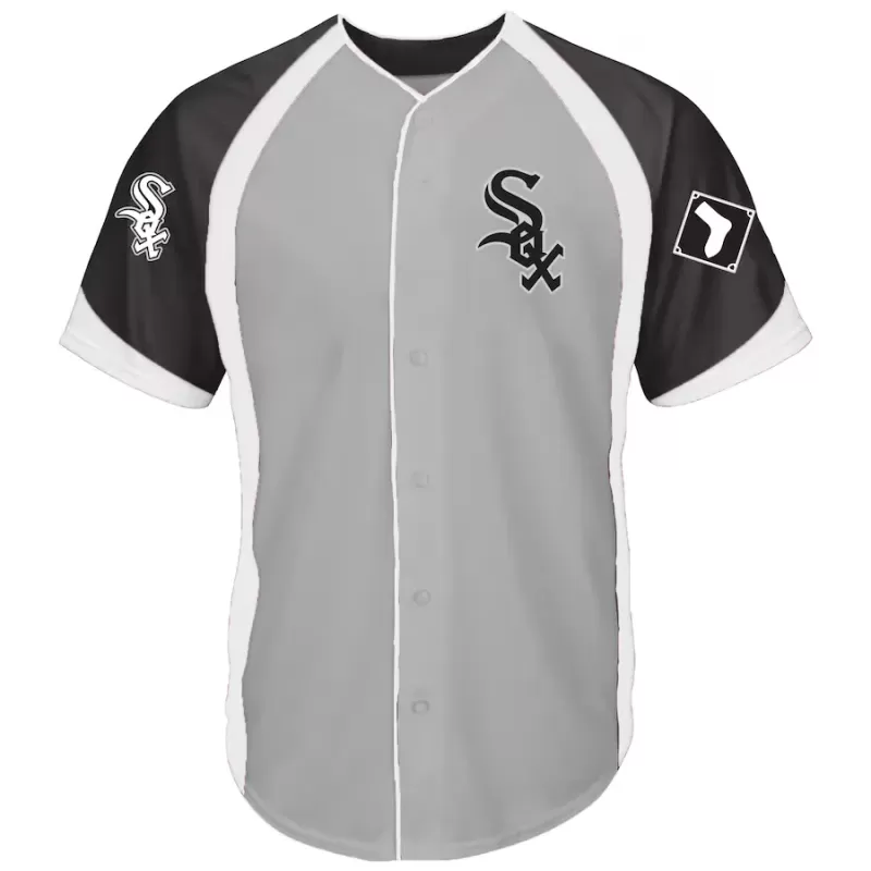 Men's Chicago White Sox Gray/Black Big & Tall Colorblock Full-Button Jersey Men's Chicago White Sox Gray/Black Big & Tall Colorblock Full-Button Jersey