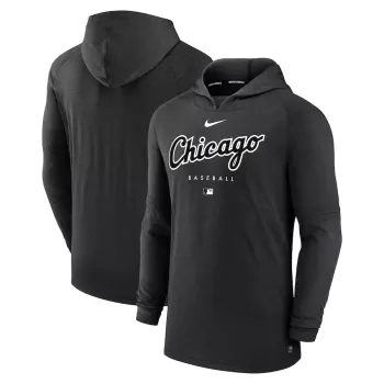 Men's Chicago White Sox Nike Heather Black Authentic Collection Early Work Tri-Blend Performance Pullover Hoodie Men's Chicago White Sox Nike Heather Black Authentic Collection Early Work Tri-Blend Performance Pullover Hoodie