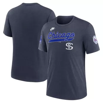 Men's Chicago White Sox Nike Heather Navy Cooperstown Collection Eras Tri-Blend T-Shirt Men's Chicago White Sox Nike Heather Navy Cooperstown Collection Eras Tri-Blend T-Shirt