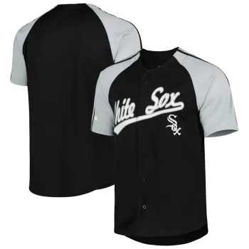 Men's Chicago White Sox Stitches Black Button-Down Raglan Fashion Jersey Men's Chicago White Sox Stitches Black Button-Down Raglan Fashion Jersey