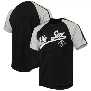Men's Chicago White Sox Stitches Black Button-Down Raglan Replica Jersey Men's Chicago White Sox Stitches Black Button-Down Raglan Replica Jersey