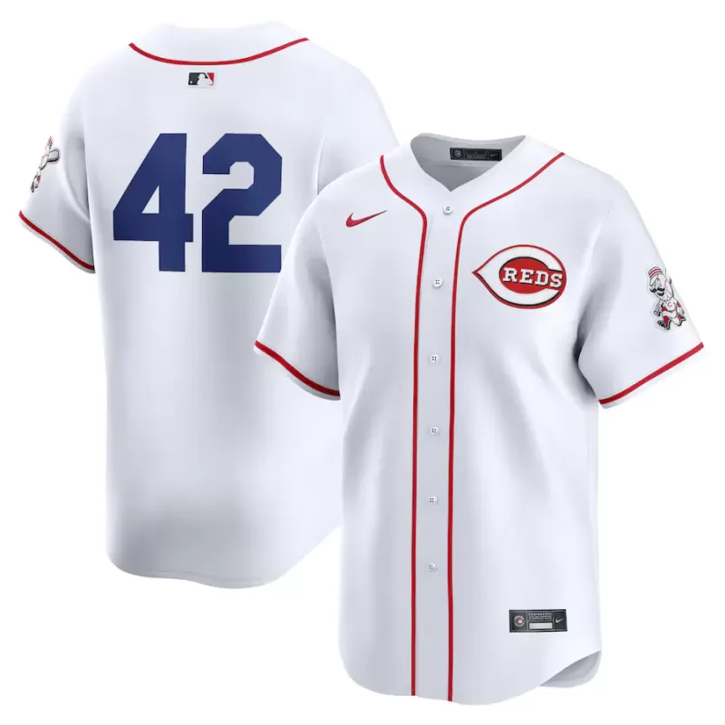 Men's Cincinnati Reds Nike White 2024 Jackie Robinson Day Home Limited Jersey Men's Cincinnati Reds Nike White 2024 Jackie Robinson Day Home Limited Jersey