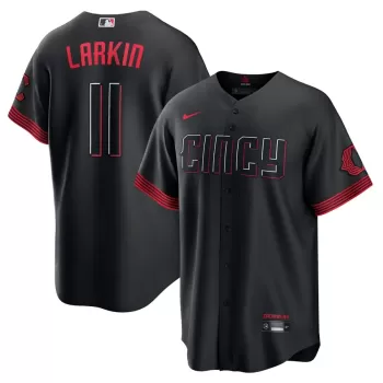 Men's Cincinnati Reds Barry Larkin Nike Black City Connect Replica Player Jersey Men's Cincinnati Reds Barry Larkin Nike Black City Connect Replica Player Jersey