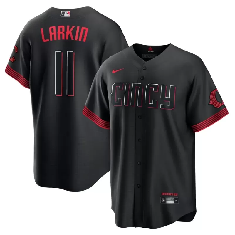 Men's Cincinnati Reds Barry Larkin Nike Black City Connect Replica Player Jersey Men's Cincinnati Reds Barry Larkin Nike Black City Connect Replica Player Jersey