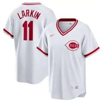 Men's Cincinnati Reds Barry Larkin Nike White Home Cooperstown Collection Player Jersey Men's Cincinnati Reds Barry Larkin Nike White Home Cooperstown Collection Player Jersey