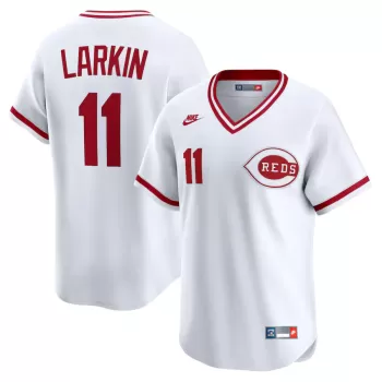 Men's Cincinnati Reds Barry Larkin Nike White Throwback Cooperstown Collection Limited Jersey Men's Cincinnati Reds Barry Larkin Nike White Throwback Cooperstown Collection Limited Jersey