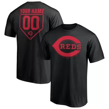 Men's Cincinnati Reds Black Personalized RBI Logo T-Shirt Men's Cincinnati Reds Black Personalized RBI Logo T-Shirt