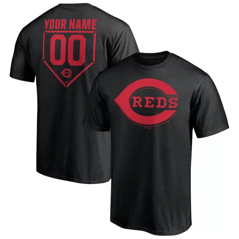 Men's Cincinnati Reds Black Personalized RBI Logo T-Shirt Men's Cincinnati Reds Black Personalized RBI Logo T-Shirt