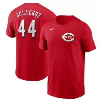 Men's Cincinnati Reds Elly De La Cruz Nike Red Fuse Name & Number T-Shirt Men's Cincinnati Reds Elly De La Cruz Nike Red Fuse Name & Number T-Shirt