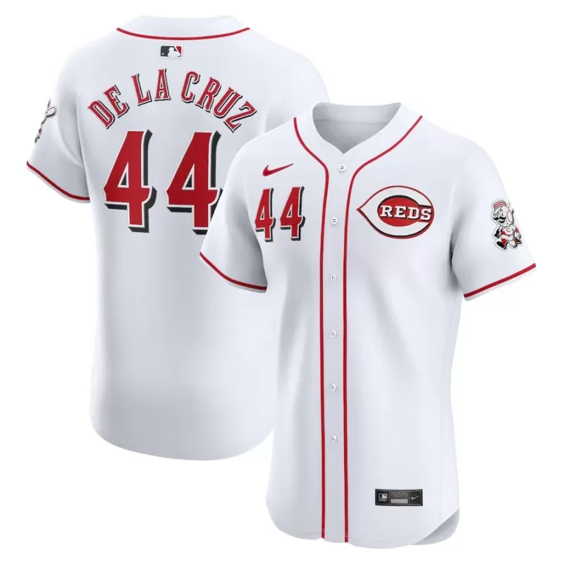 Men's Cincinnati Reds Elly De La Cruz Nike White Home Elite Player Jersey Men's Cincinnati Reds Elly De La Cruz Nike White Home Elite Player Jersey