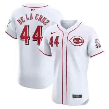 Men's Cincinnati Reds Elly De La Cruz Nike White Home Elite Player Jersey Men's Cincinnati Reds Elly De La Cruz Nike White Home Elite Player Jersey