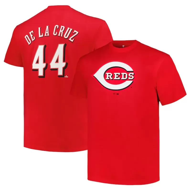 Men's Cincinnati Reds Elly De La Cruz Red Big & Tall Name & Number T-Shirt Men's Cincinnati Reds Elly De La Cruz Red Big & Tall Name & Number T-Shirt